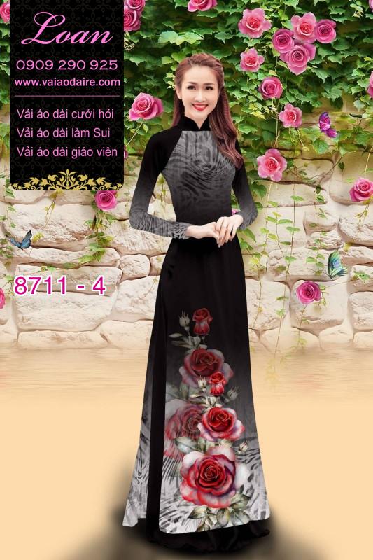 Vải áo dài hoa 3D