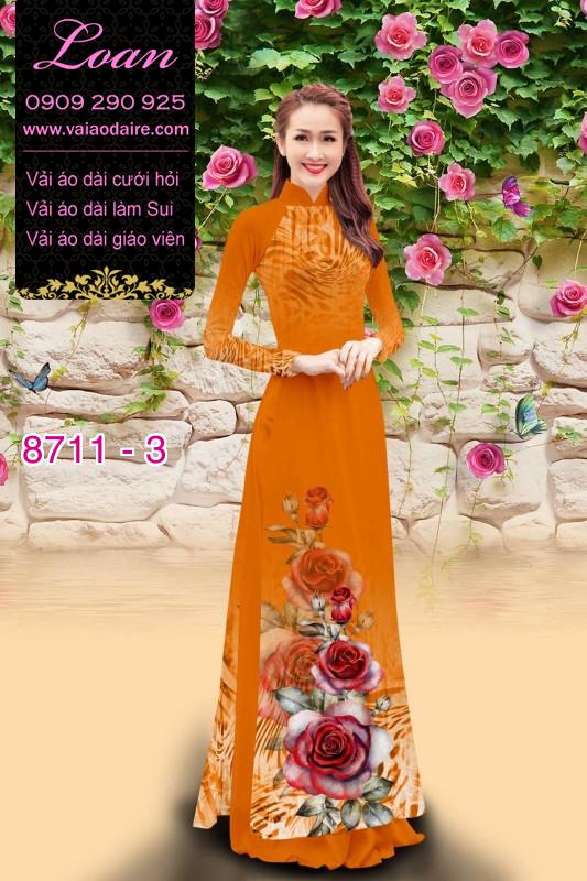 Vải áo dài hoa 3D