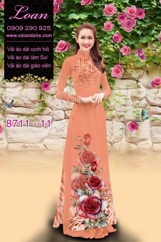 Vải áo dài hoa 3D