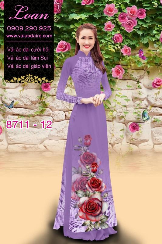 Vải áo dài hoa 3D