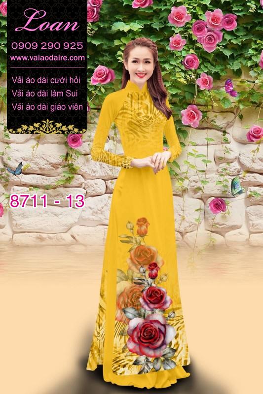 Vải áo dài hoa 3D