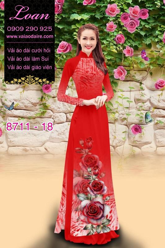 Vải áo dài hoa 3D