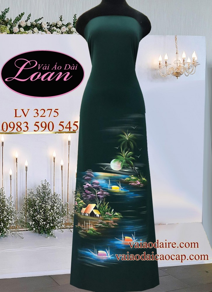 Vải áo dài vẽ phong cảnh