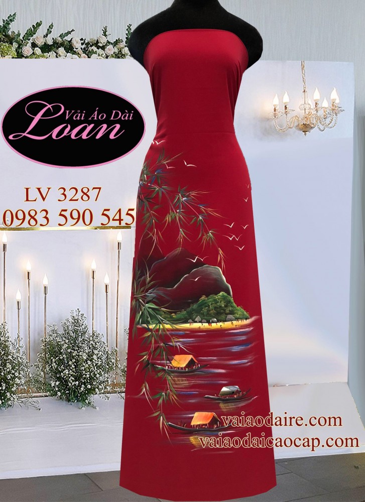 Vải áo dài vẽ phong cảnh