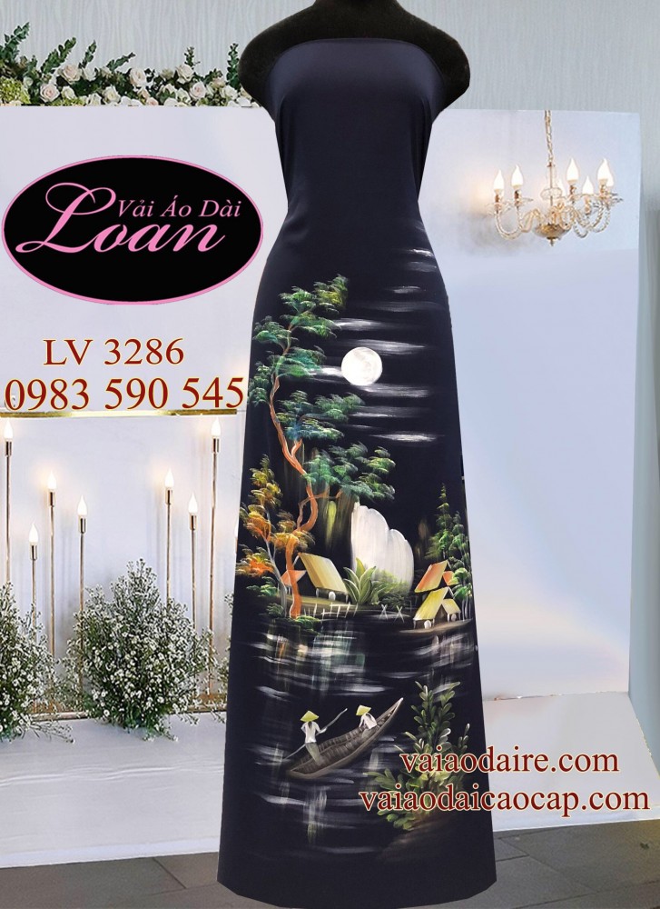 Vải áo dài vẽ phong cảnh