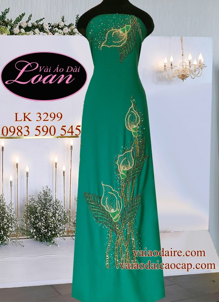 Vải áo dài kết hoa Rum