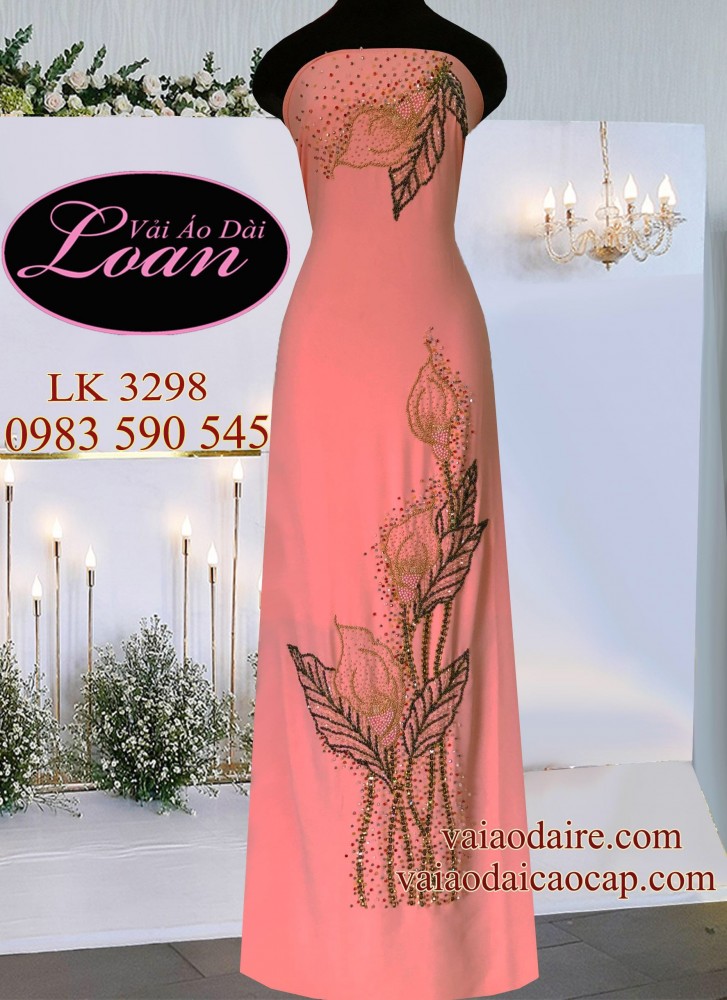 Vải áo dài kết hoa Rum