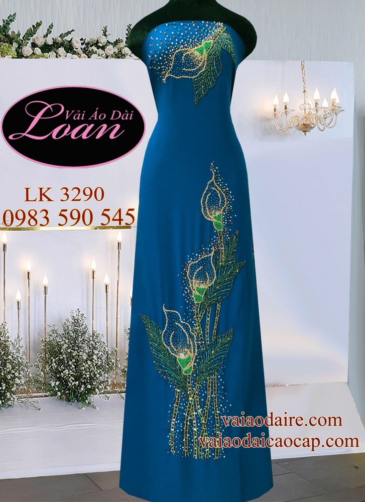 Vải áo dài kết hoa Rum