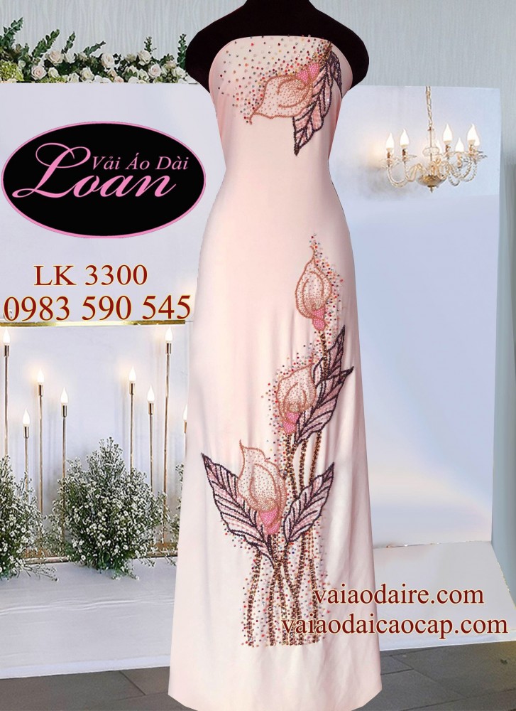 Vải áo dài kết hoa Rum