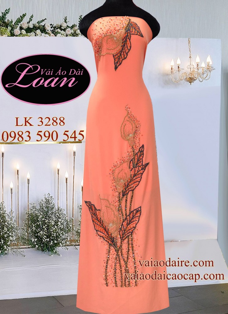 Vải áo dài kết hoa Rum