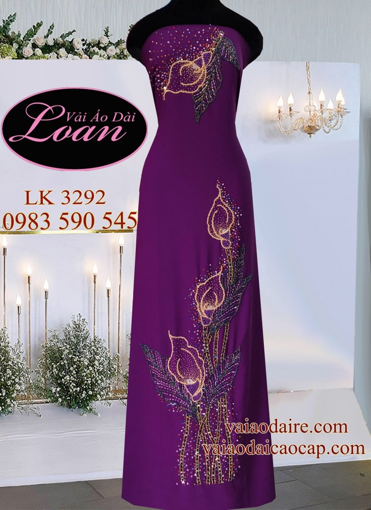 Vải áo dài kết hoa Rum