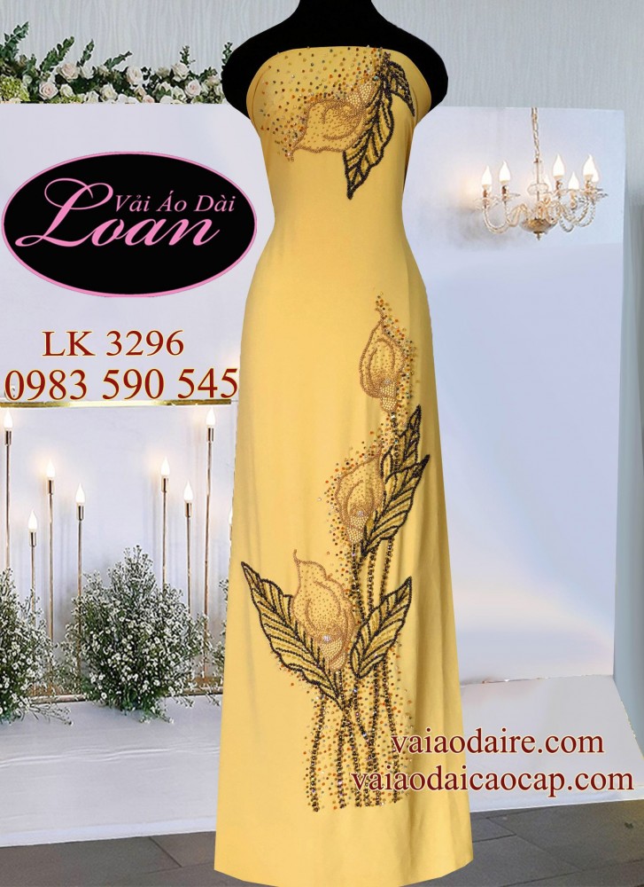 Vải áo dài kết hoa Rum