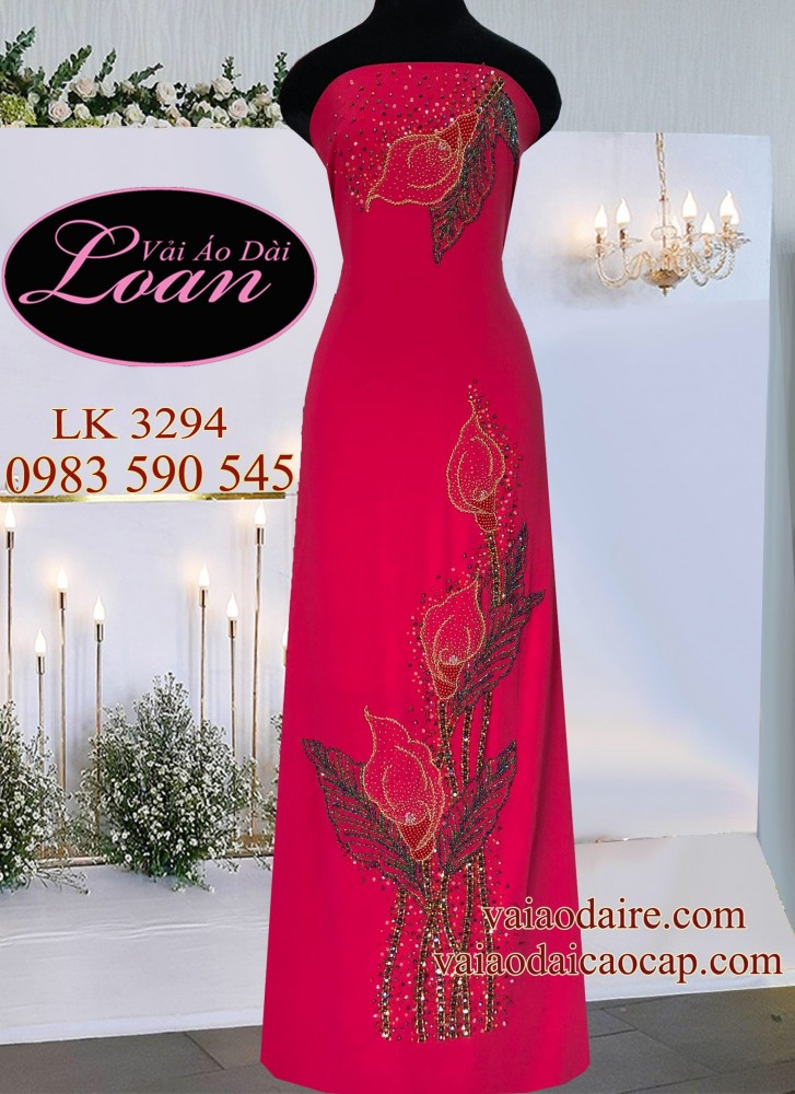 Vải áo dài kết hoa Rum