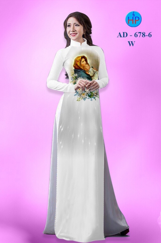 Vải áo dài hình đức mẹ Maria