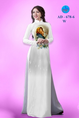 Vải áo dài hình đức mẹ Maria-DT 877