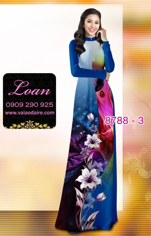 Vải áo dài hoa 3D