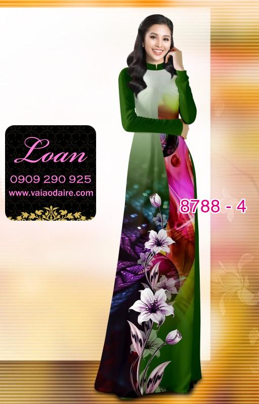 Vải áo dài hoa 3D