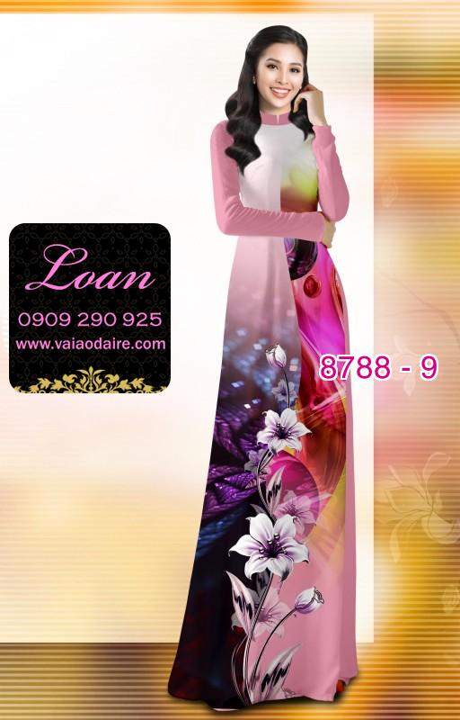 Vải áo dài hoa 3D