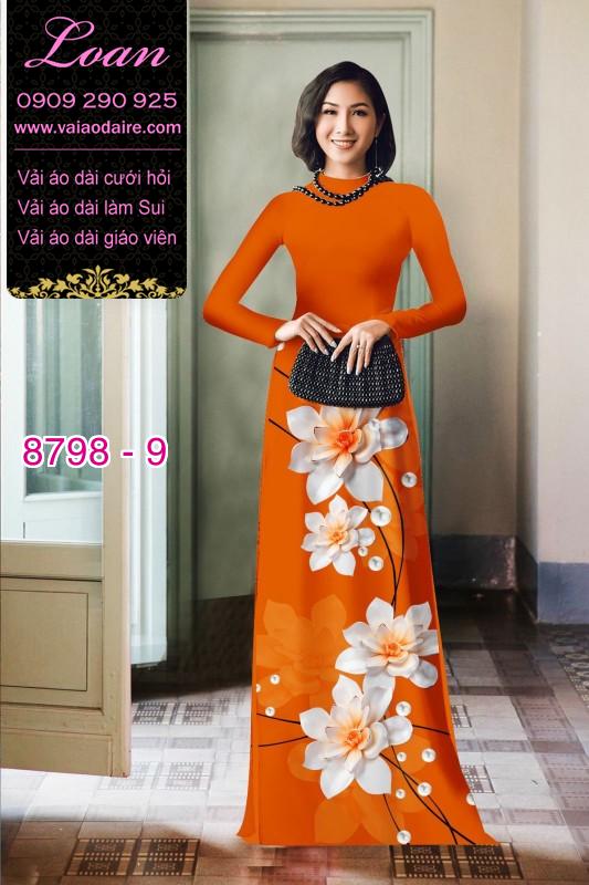 Vải áo dài hoa 3D