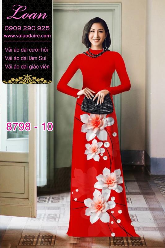Vải áo dài hoa 3D