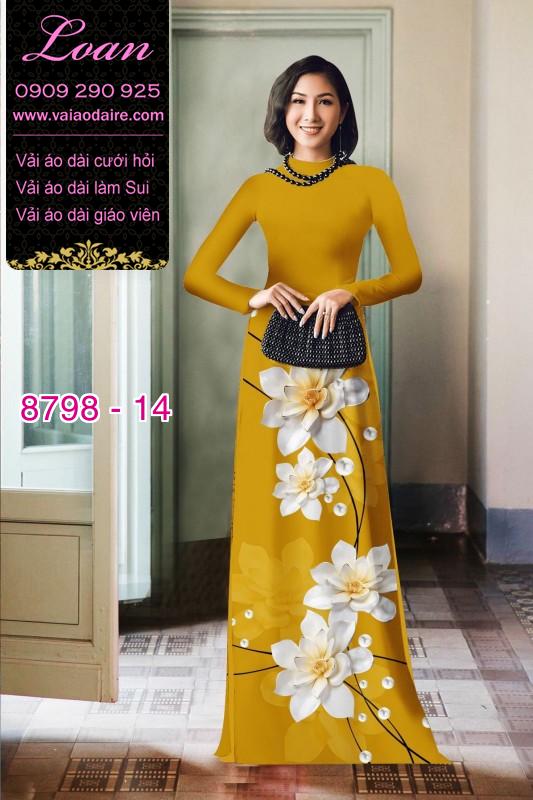 Vải áo dài hoa 3D