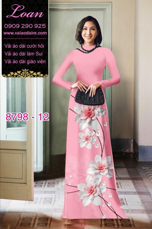 Vải áo dài hoa 3D