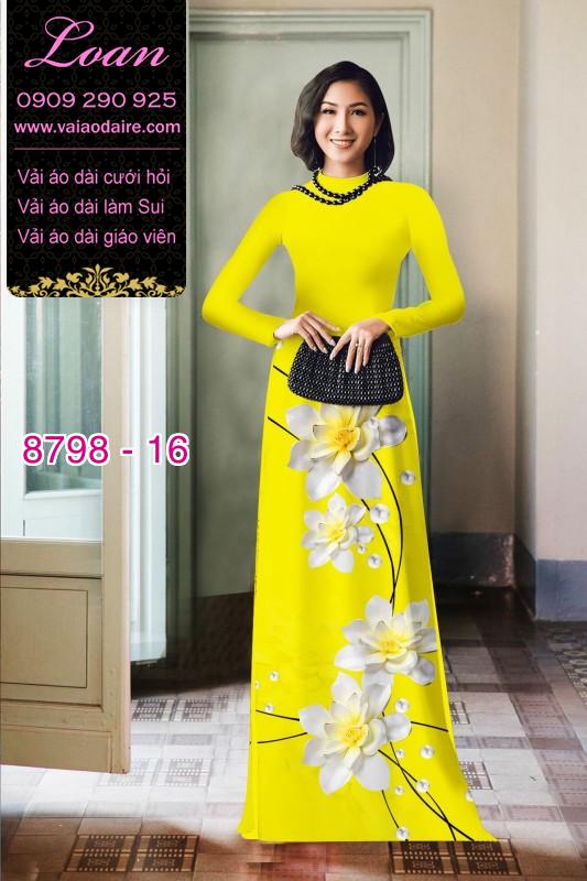 Vải áo dài hoa 3D