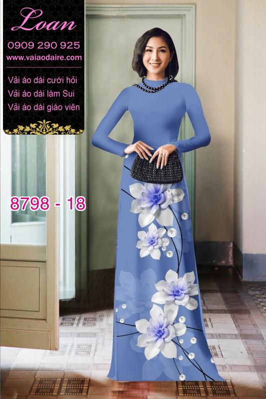 Vải áo dài hoa 3D