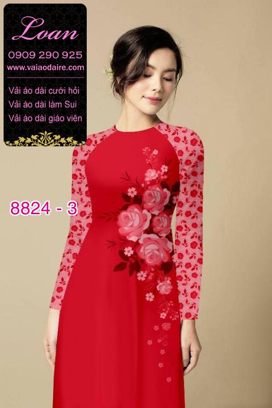 Vải áo dài hoa 3D