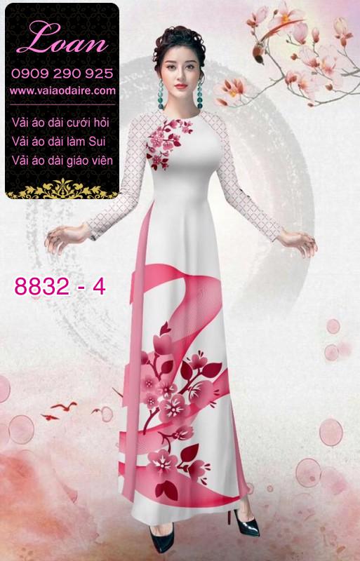 Vải áo dài hoa 3D