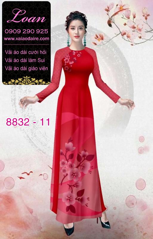 Vải áo dài hoa 3D