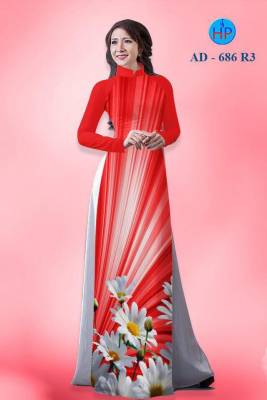 Vải áo dài hoa cúc lập thể-DT 885