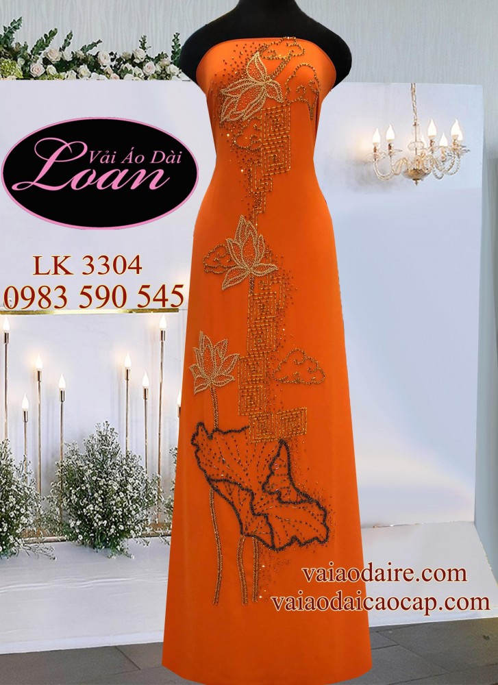 Vải áo dài kết hoa Sen