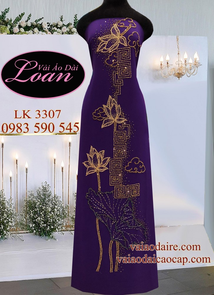 Vải áo dài kết hoa Sen