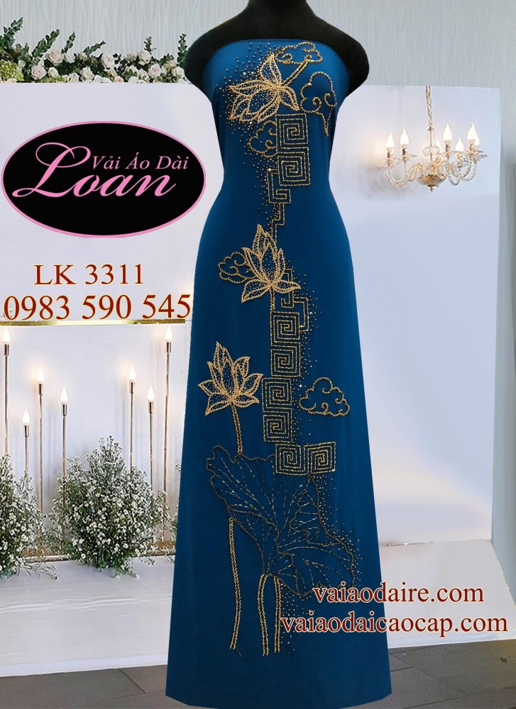 Vải áo dài kết hoa Sen