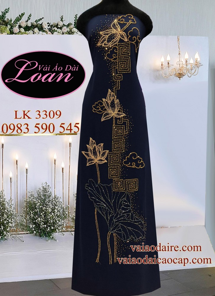 Vải áo dài kết hoa Sen