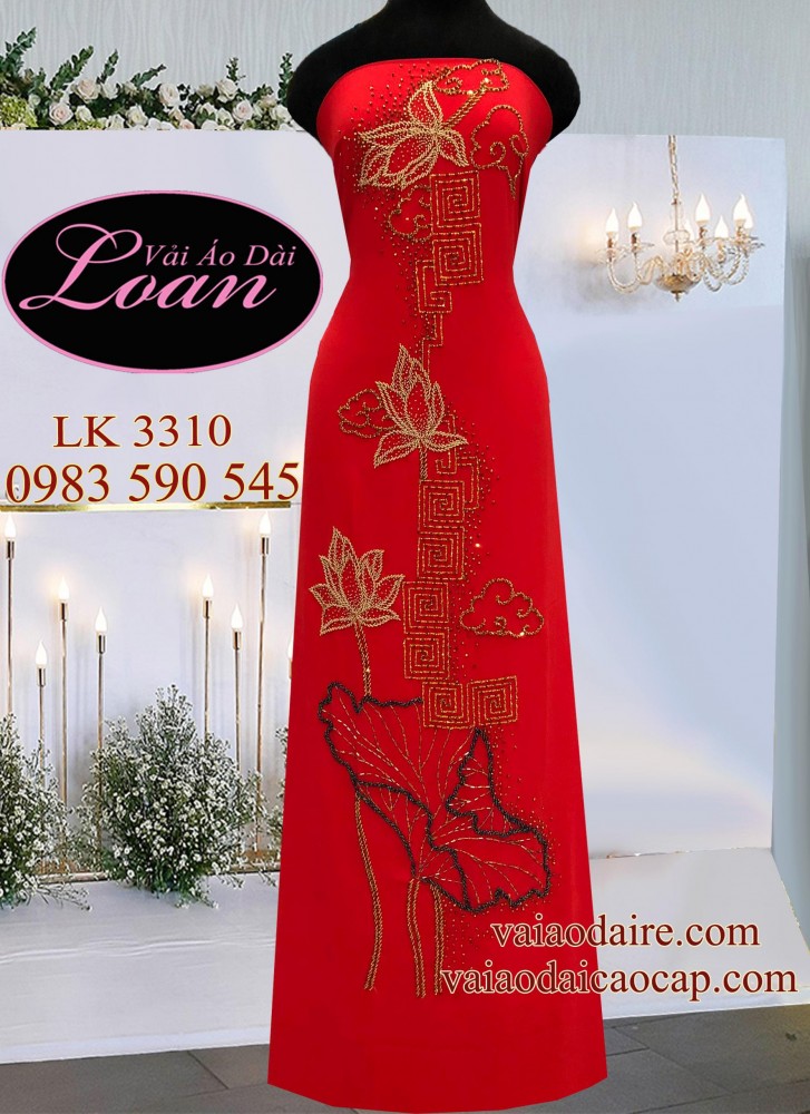 Vải áo dài kết hoa Sen