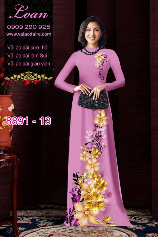 Vải áo dài hoa 3D