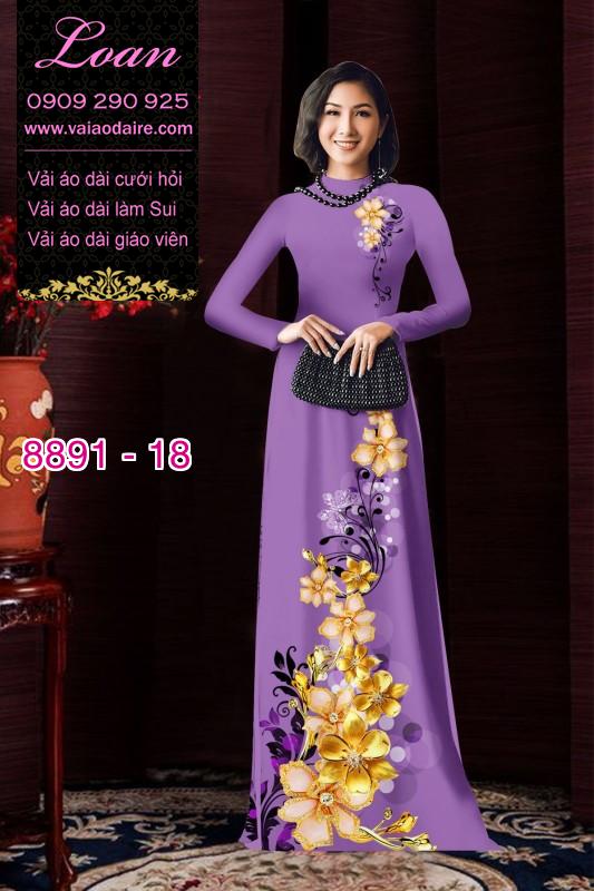 Vải áo dài hoa 3D