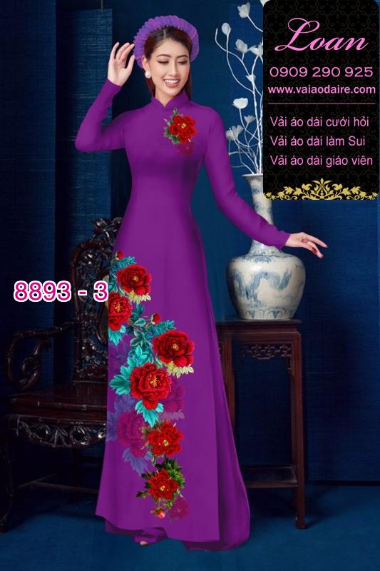 Vải áo dài hoa 3D