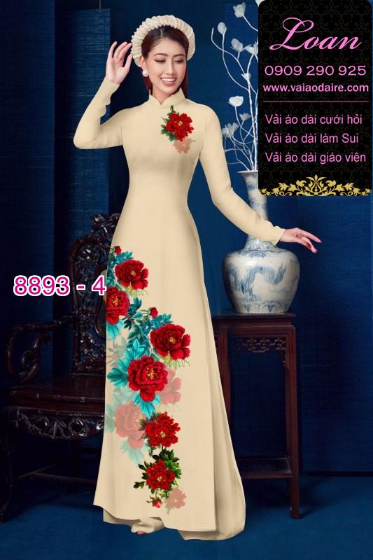 Vải áo dài hoa 3D