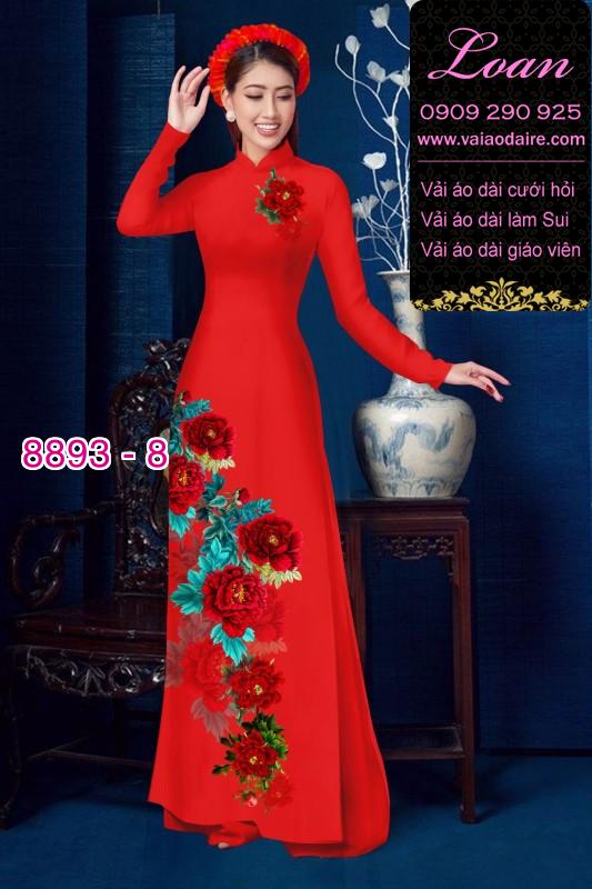 Vải áo dài hoa 3D