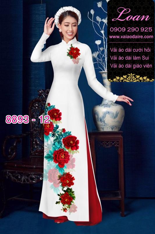 Vải áo dài hoa 3D