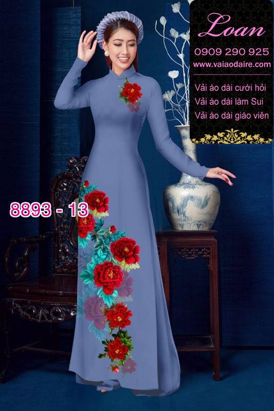 Vải áo dài hoa 3D