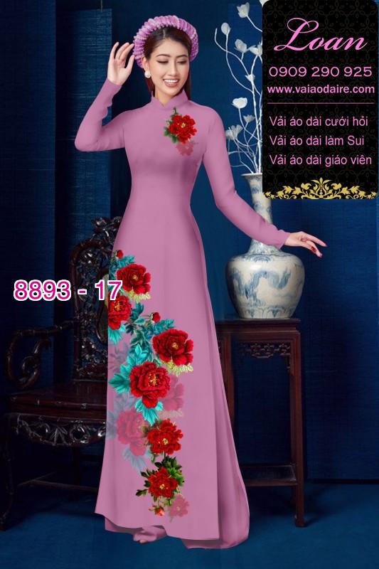 Vải áo dài hoa 3D