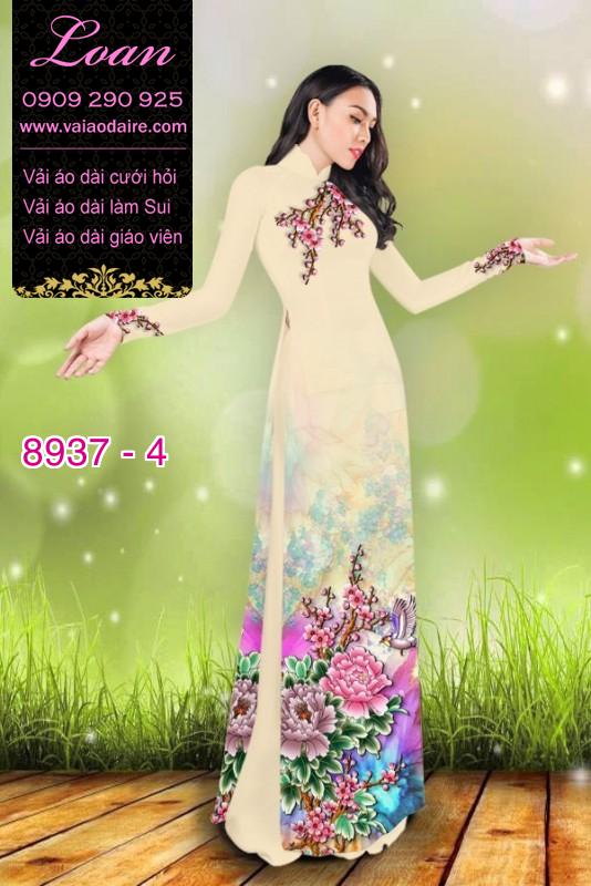 Vải áo dài hoa Mẫu Đơn