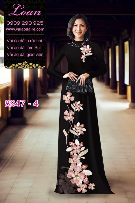 Vải áo dài hoa 3D