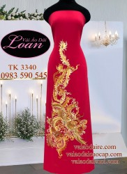 Vải áo dài thêu kết chim Phượng