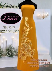 Vải áo dài thêu kết chim Phượng