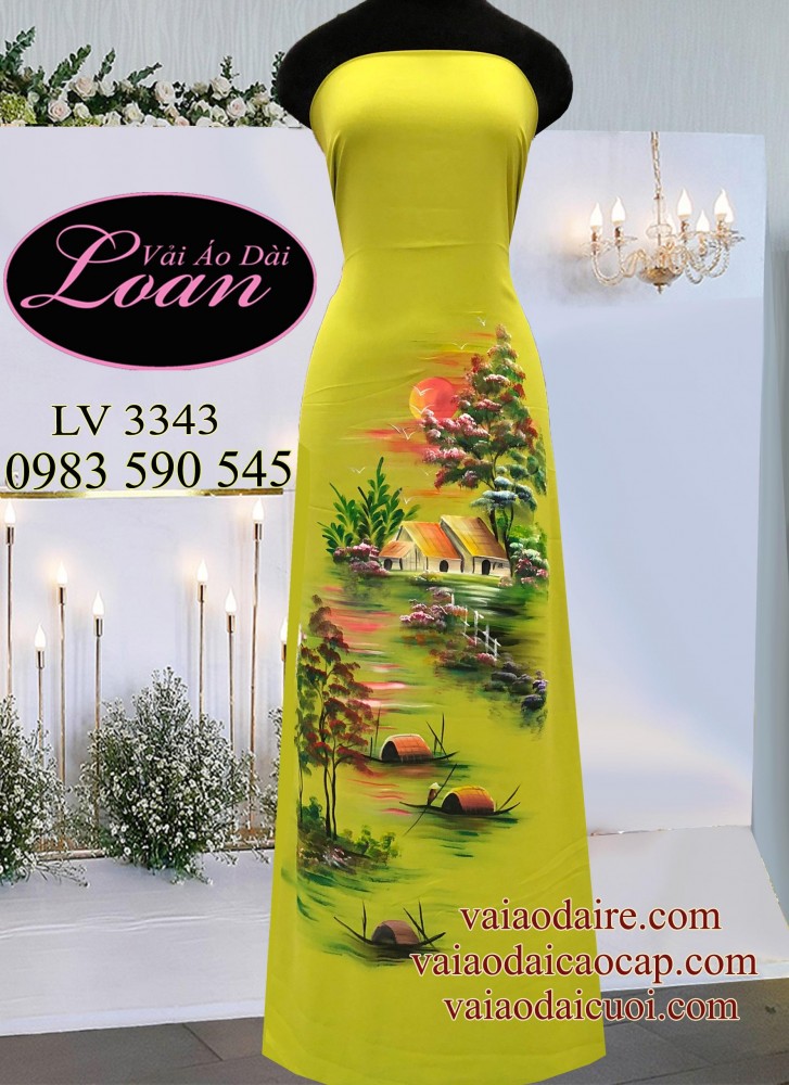 Vải áo dài vẽ phong cảnh